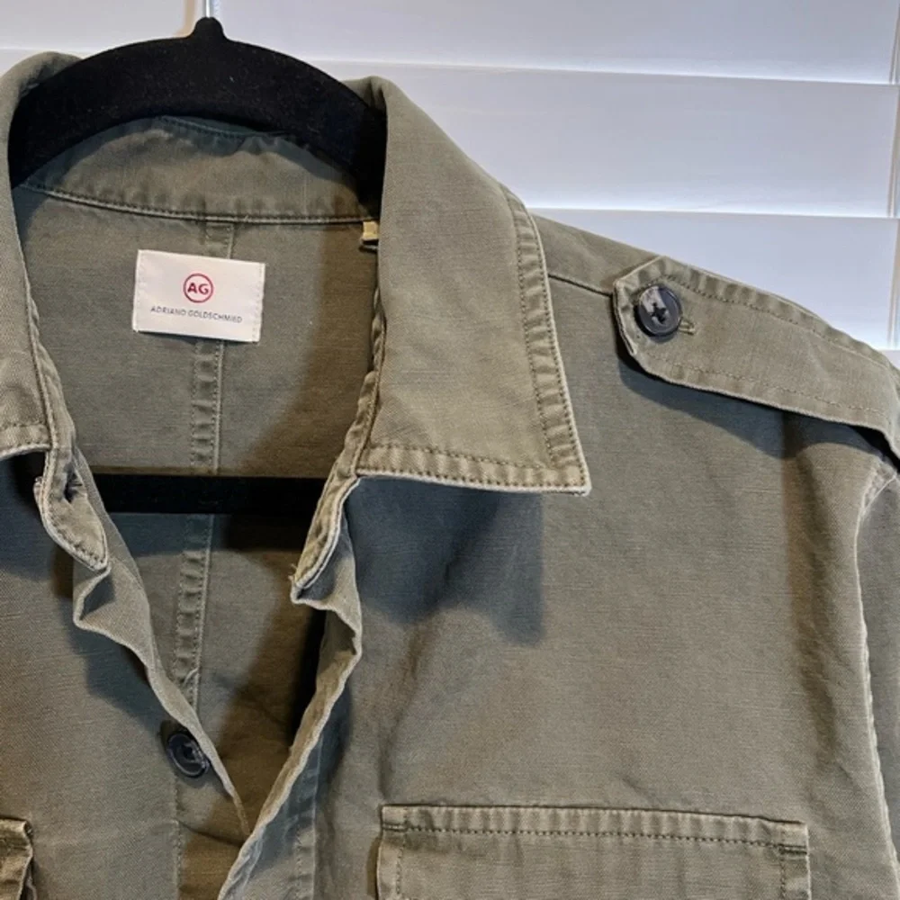 AG Adriano Goldschmied Mens Olive Green Cotton Military Field‎ Jacket Small